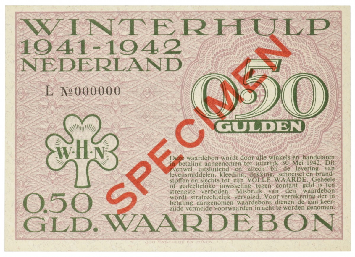 Nederland. ½ gulden. Waardebon. Type 1941-1942. - UNC.