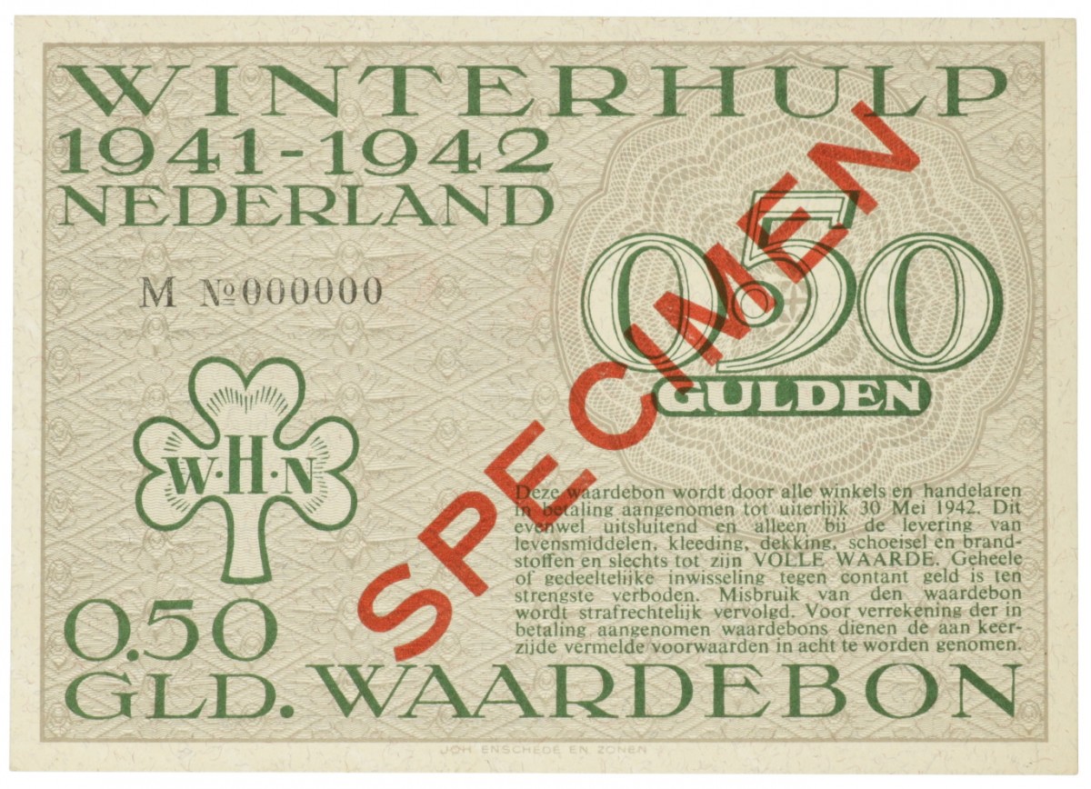 Nederland. ½ gulden. Waardebon. Type 1941-1942. - UNC.