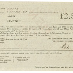 Nederland. 2½ gulden. Waardebon. Type 1941-1942.