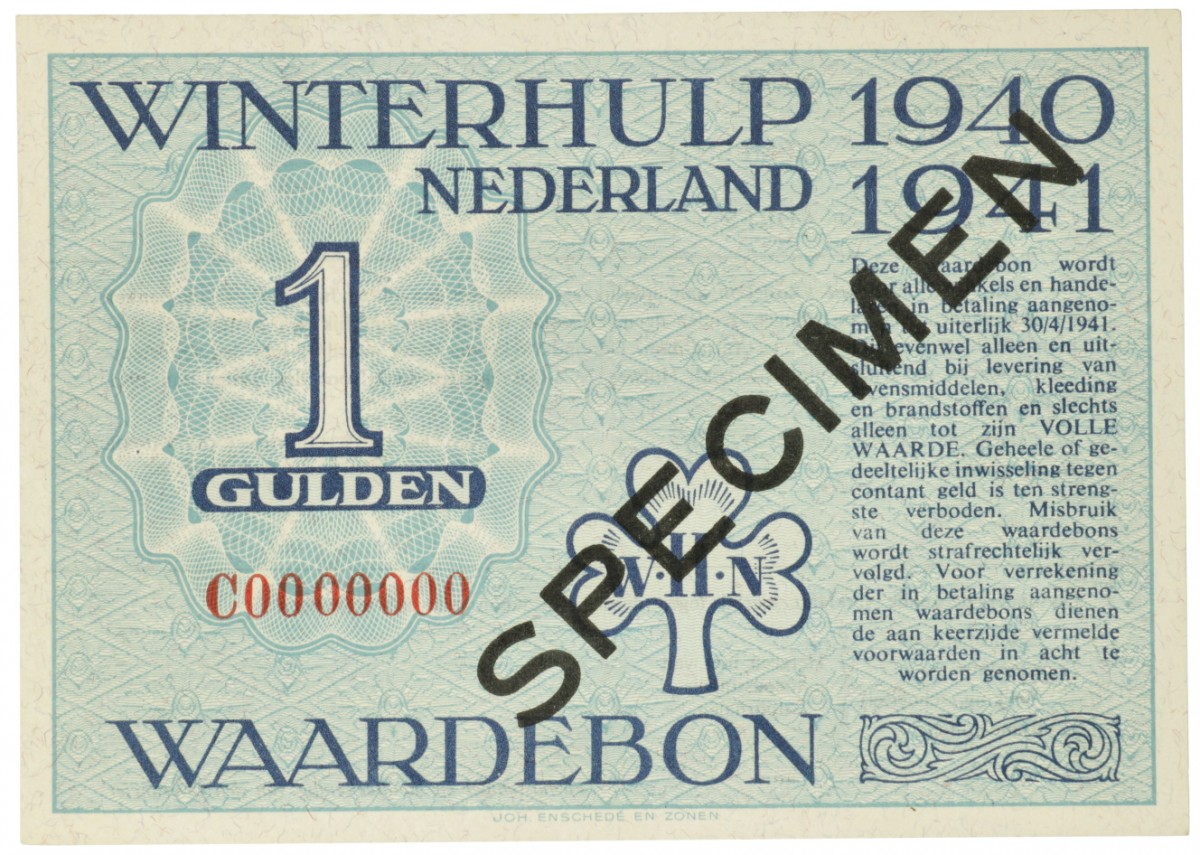 Nederland. 1 gulden. Waardebon. Type 1940-1941. - UNC.