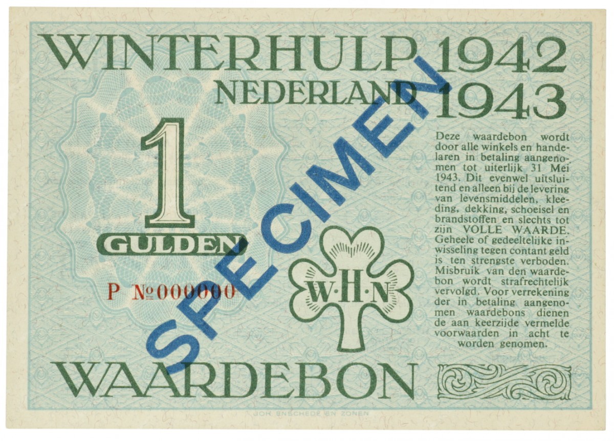 Nederland. 1 gulden. Waardebon. Type 1942-1943. - UNC.