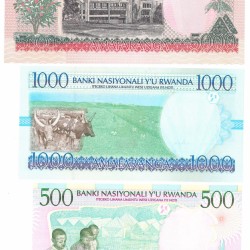 Rwanda. 500/1000/5000 Francs. Banknote. Type 1998. - UNC.