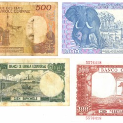 Equatorial Guinea. 2x100/500/1000 Bipkwele/Francos. Banknote. Type 1979-1985. - Very good – Extremely fine.