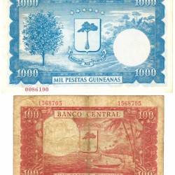 Equatorial Guinea. 100/1000 Pesetas Guineanas. Banknote. Type 1969. - Very good – Very fine.