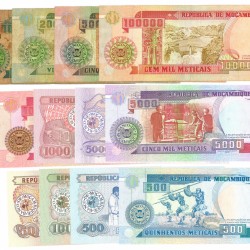 Mozambique. Lot 12 notes.  Mozambique Escudos. Banknote. Type 1980-1999. - Very good – UNC.