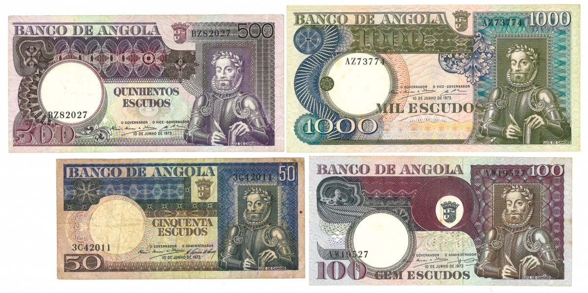 Angola. 50/100/500/1000 Escudos. Banknote. Type 1973. - Fine / Very fine.