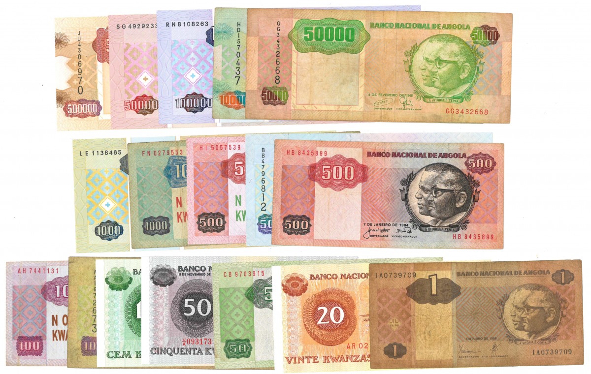 Angola. Lot Angola Kwanzas. Banknote. Type 1976-1999. - Very good – UNC.