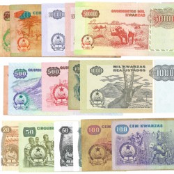 Angola. Lot Angola Kwanzas. Banknote. Type 1976-1999. - Very good – UNC.