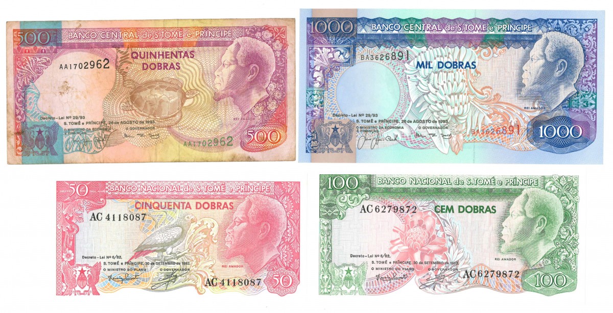 Saint Thomas and Prince. 50/100/500/1000 Escudos. Banknote. Type 1982-1993. - Fine – UNC.