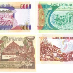 Guinea-Bissau. 100/1000/5000/10000 Pesos. Banknote. Type 1975-1990. - Extremely fine / UNC.