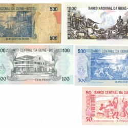 Guinea-Bissau. 50/100/2x500/1000 Pesos. Banknote. Type 1978-1990. - Fine – UNC.