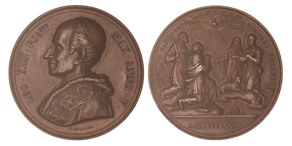 Italian states. Papal states. 1882. Canonization of four Saints.