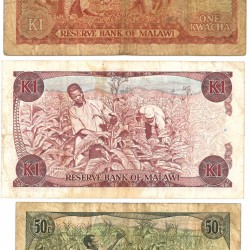 Malawi. 50 Tambala/2x 1 Kwacha. Banknote. Type 1986-1988. - Very good.