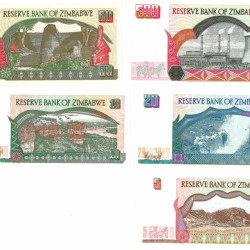 Zimbabwe. 5/10/50/50/500 Dollars. Banknote. Type 1994-2001. - About UNC.