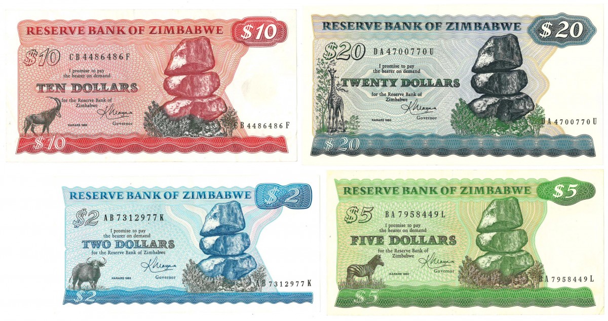 Zimbabwe. 2/5/10/20 Dollars. Banknote. Type 1983. - Very fine – UNC.