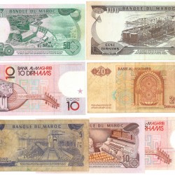 Morocco. 5/3x10/20/50/100 Dirhams. Banknote. Type 1970-1996. - Very good – Very fine.