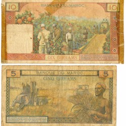 Morocco. 5/10 Dirhams. Banknote. Type 1965-1969. - Very good.