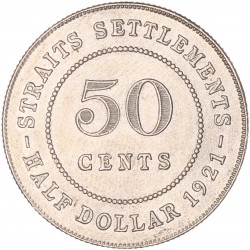 Straits Settlements. George V. 50 Cents. 1921.