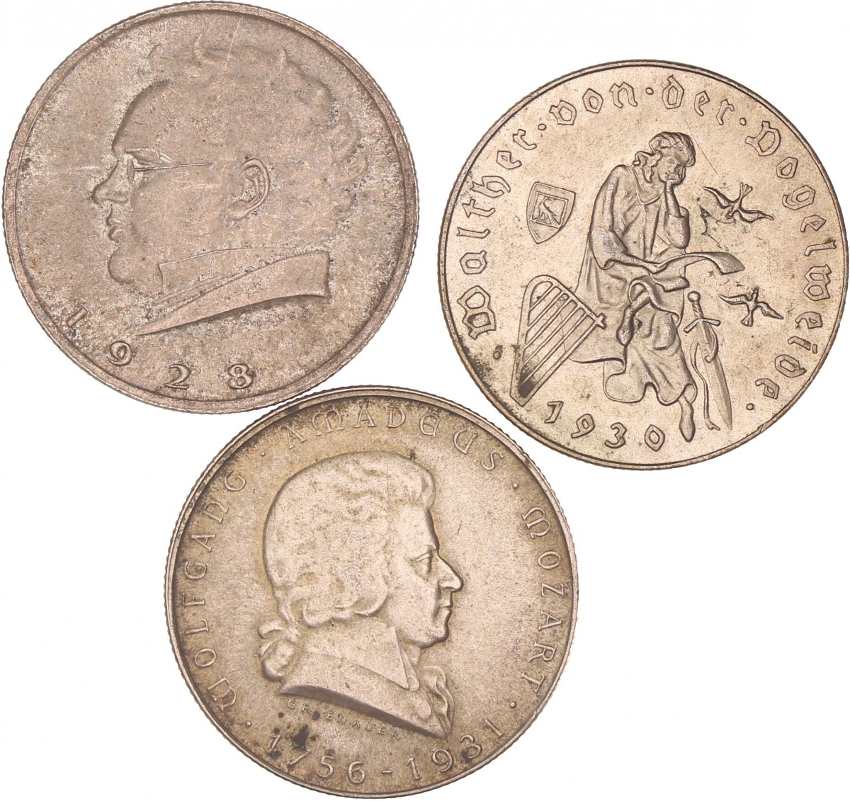 Austria. Republic. Lot (3) 2 Schilling. 1928, 1930 and 1931.