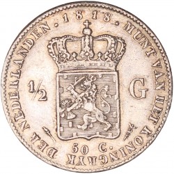 ½ Gulden. Willem I. 1818 U. Zeer Fraai / Prachtig.