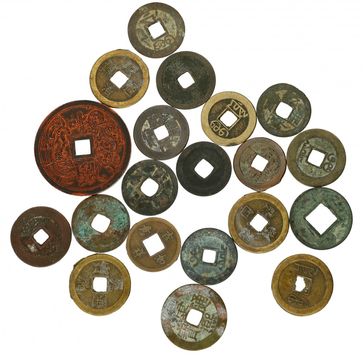 China. Lot (20) Cash Coins and Charms.