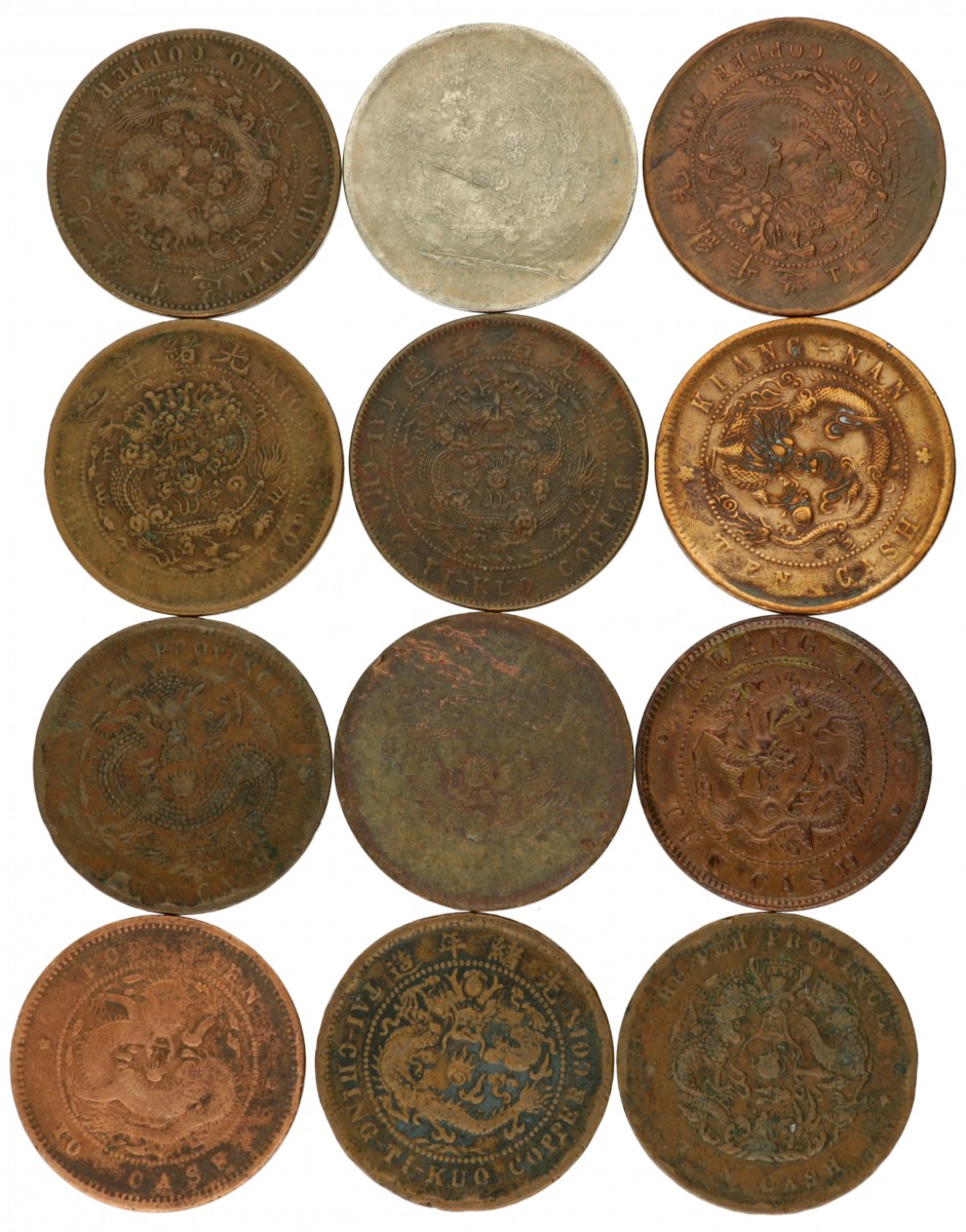 China. Lot (12) 10 Cash. 1906.