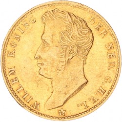 5 gulden goud. Willem I. 1827 U. Zeer Fraai +.