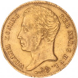 10 gulden goud. Willem I. 1824 B. Zeer Fraai +.