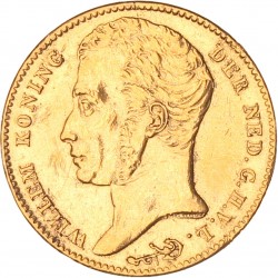 10 gulden goud. Willem I. 1825 B. Zeer Fraai.