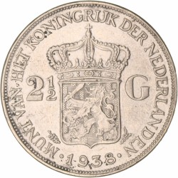 2½ Gulden. Wilhelmina. 1938 Grofhaar. Prachtig -.