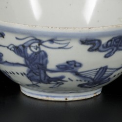 Een porseleinen kom gedecoreerd met figuren, China, Jianjing.