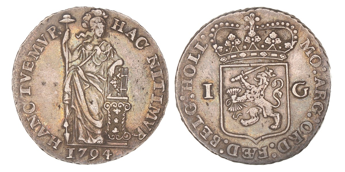 1 Gulden -generaliteits-. Holland. 1794. Zeer Fraai.