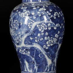 Een porseleinen vaas met decor van prunus op gebroken ijs, China, 19e eeuw.