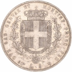 Italian states. Sardinia (Turin). Vittorio Emanuel II. 5 Lire. 1850 B.