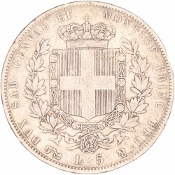 Italian States. Sardina (Genoa). Vittorio Emmanuel II. 5 Lire. 1850.