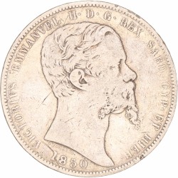 Italian States. Sardina (Genoa). Vittorio Emmanuel II. 5 Lire. 1850.