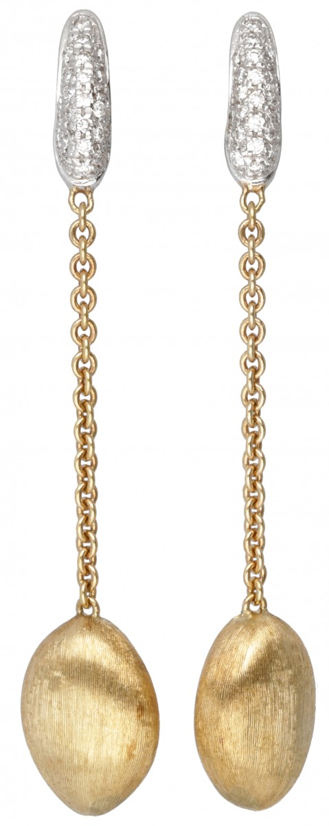 18 kt. Bicolor gouden Marco Bicego 'Siviglia Chain Drop' oorbellen bezet met ca. 0.24 ct. diamant.