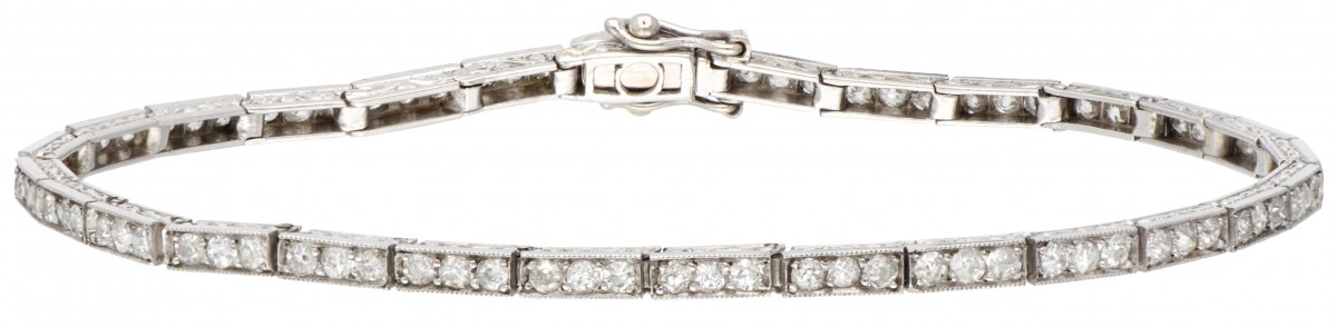 Pt 950 Platina art deco armband bezet met ca. 0.86 ct. diamant.