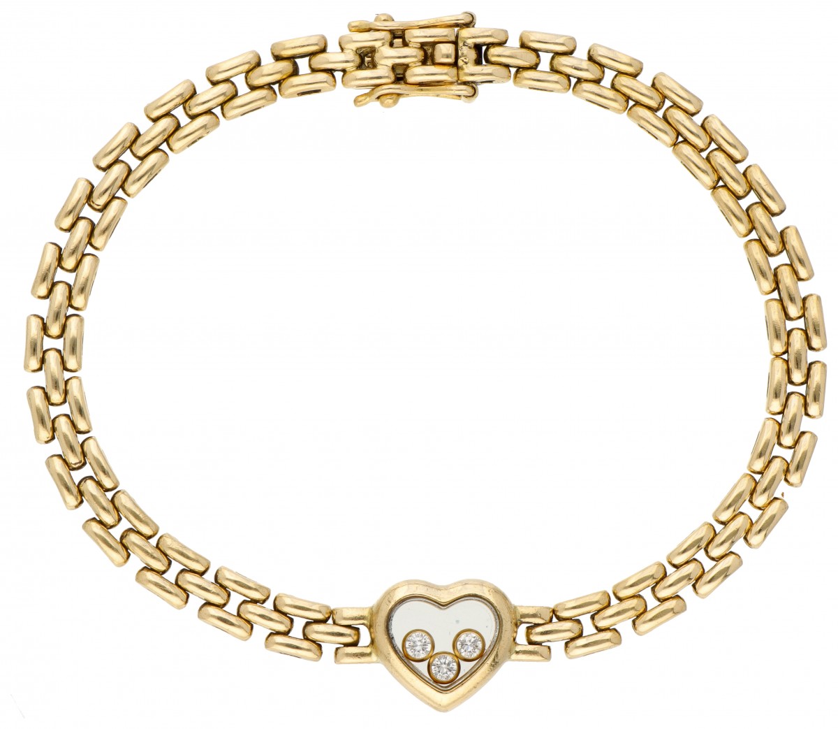 19.2 kt. Geelgouden Chopard L.U.C. Happy Diamonds armband bezet met ca. 0.09 ct. diamant.