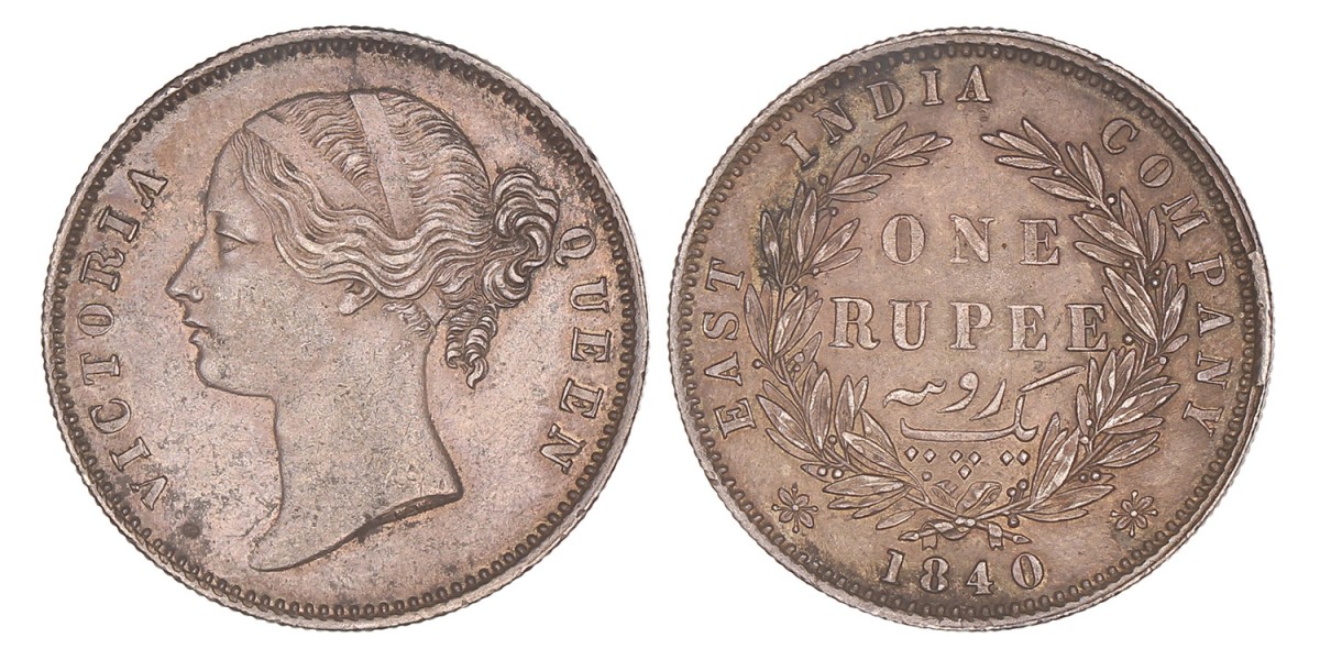 India. British colony. Victoria. 1 Rupee. 1840.