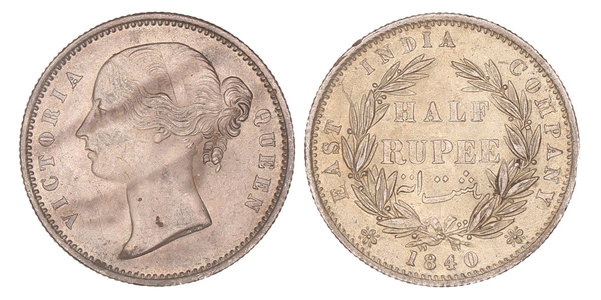 India. British colony. Victoria. ¼ Rupee. 1840.