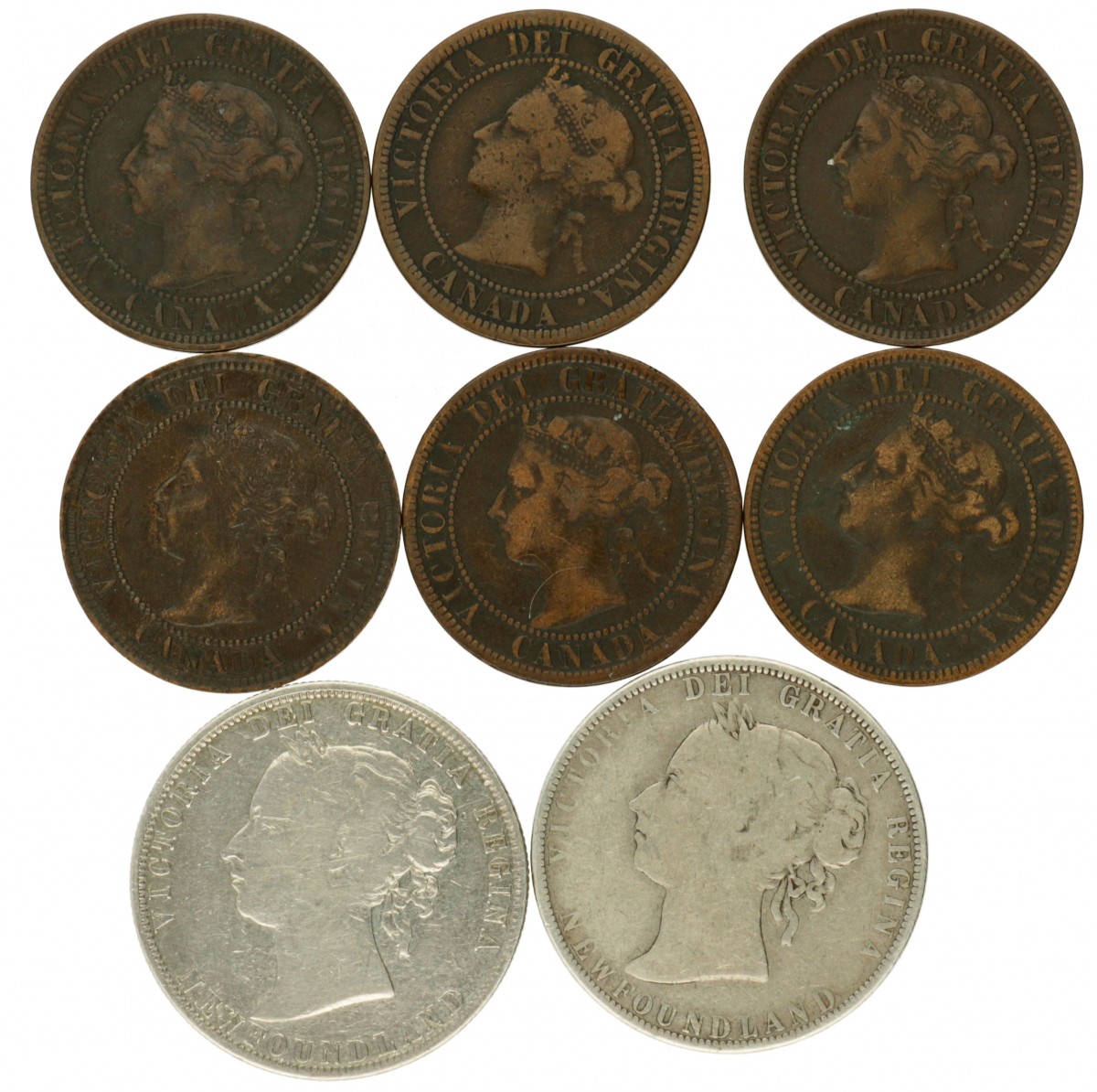 Canada. Newfoundland. Victoria. Lot (8) 1 Cent - 50 Cents. 1881 - 1901.