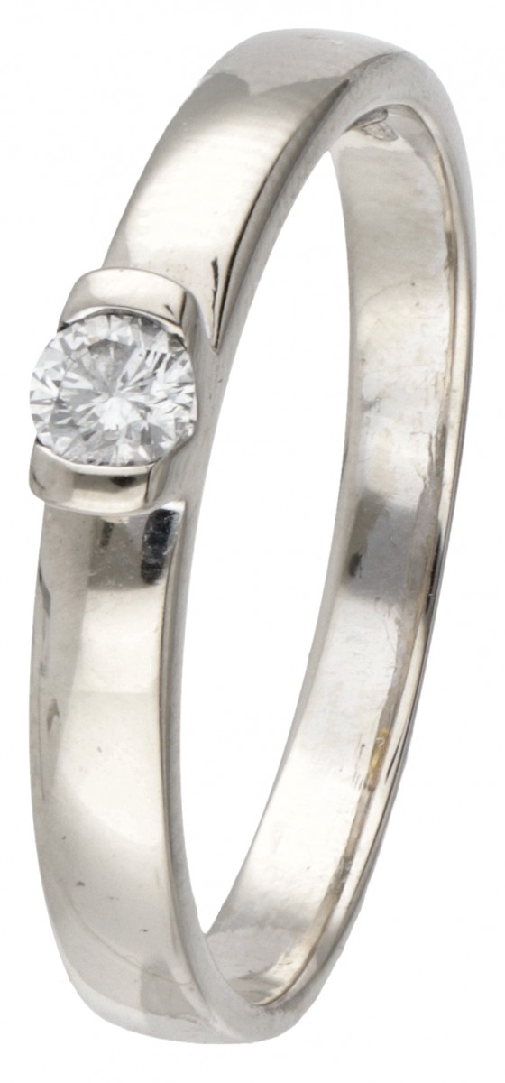 18 kt. Witgouden Recarlo solitair ring bezet met ca. 0.11 ct. diamant.