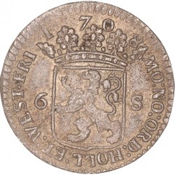 Scheepjesschelling van 6 stuiver. Contemporaine vervalsing. Holland. 1708. Fraai / Zeer Fraai.
