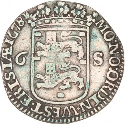 Scheepjesschelling van 6 stuiver. Enkhuizen. 1678. Zeer Fraai.
