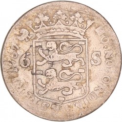 Scheepjesschelling van 6 stuiver. West-Friesland. 1757. Fraai.