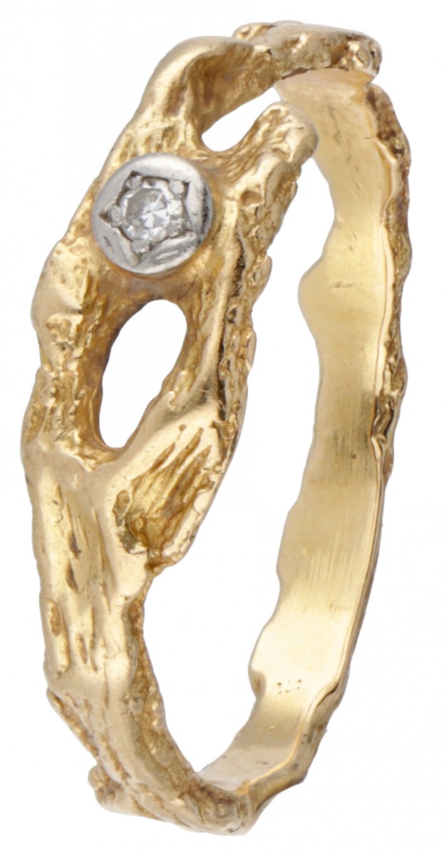 Björn Weckström voor Lapponia 18 kt. geelgouden 'Diamond Pond' ring bezet met ca. 0.02 ct. diamant.