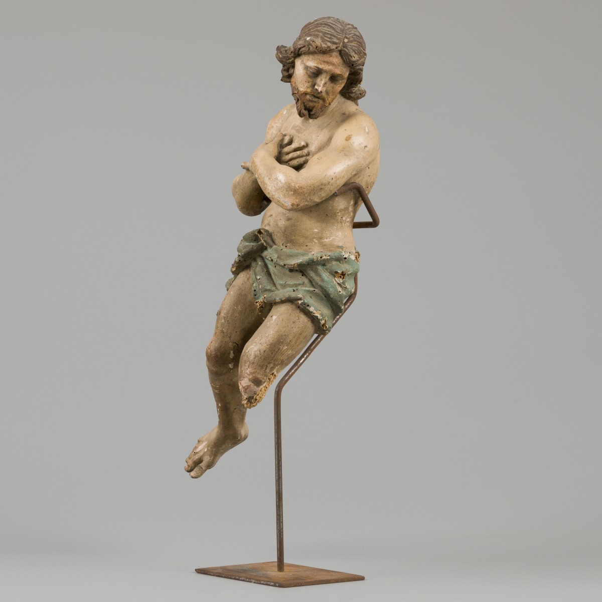 Een polychroom gesneden beeld, Italië ca. 1600.