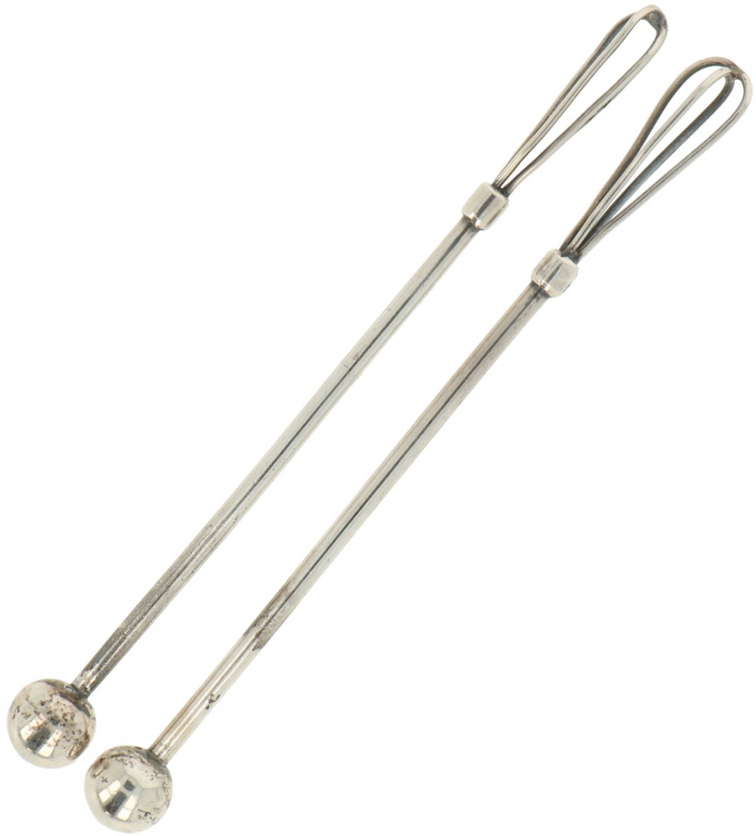 (2) cocktail stirrers zilver.