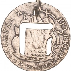 Scheepjesschelling van 6 stuiver met uit gesneden Hebreeuwse H. 1790. Zeer Fraai -.